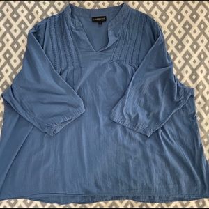 Lane Bryant Pull Over Cotton Blouse Blue 26/28